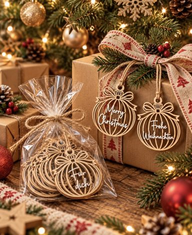Weihnachtskugel-Geschenkanhänger | 4er-Set