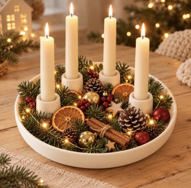 Adventsteller mit 4 Kerzenhaltern